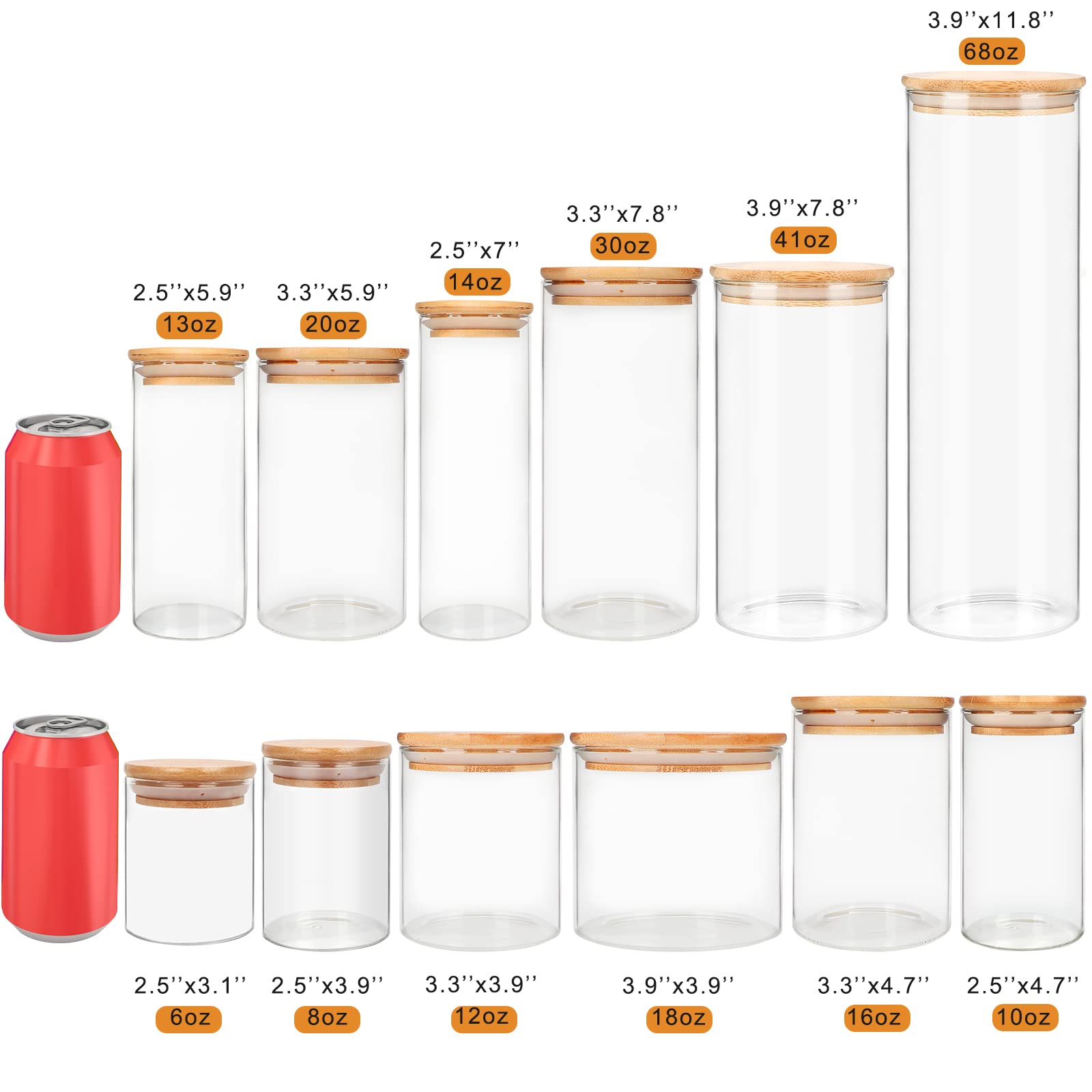 Glass Food Storage Containers Jars With Airtight Bamboo Lid 20Oz 9Pcs, 590Ml Pantry Organization Jar, Glass Terrarium With Lid,